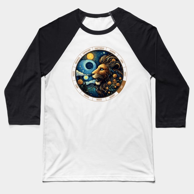 ZODIAC Leo - Astrological LEO - LEO - ZODIAC sign - Van Gogh style - 10 Baseball T-Shirt by ArtProjectShop